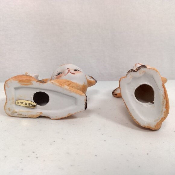 Vintage Deer Figurine Pair Anthropromorphic Bisque Porcelain Kitschy Butterfly - Picture 7 of 16